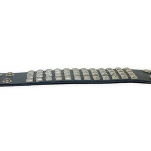 New Black Leather Studded 8-1/2" Bracelet Wristband Cuff metal studs